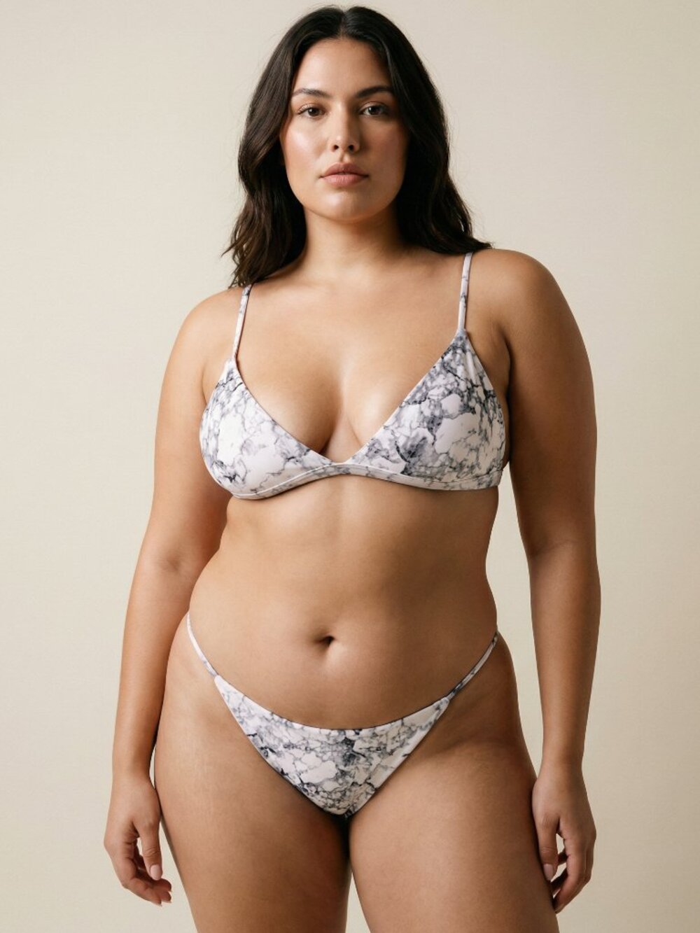 Chic White and Gray Bikini Set